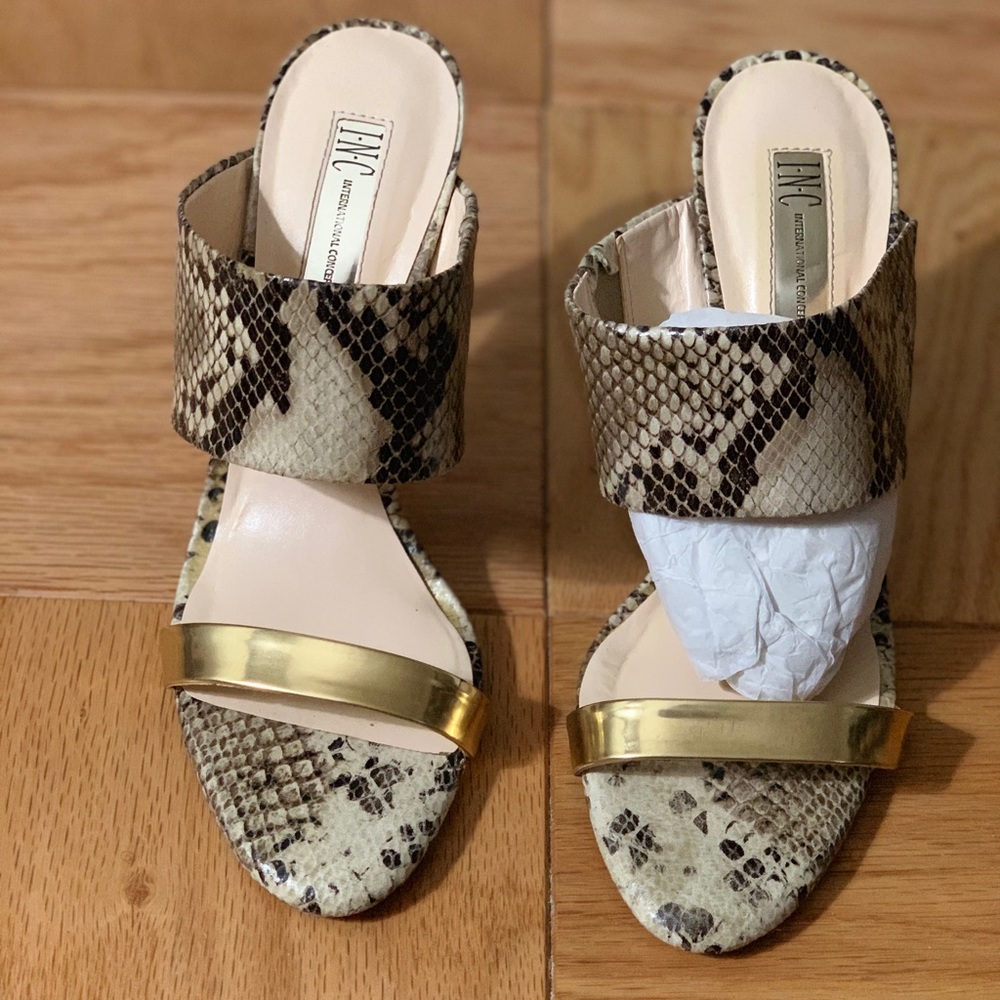 Inc Python Heel Mules - image 1